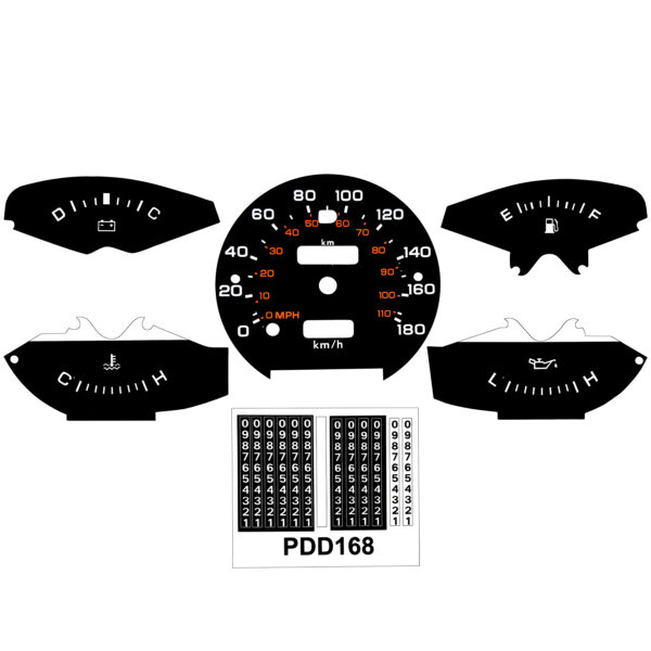 8189DT13 81-89 Dodge Truck Ramcharger Ram 150/250/350 Dash Decal Kit 180KPH 110MPH Dual-Scale (KPH outside) WITH TRIP ODO